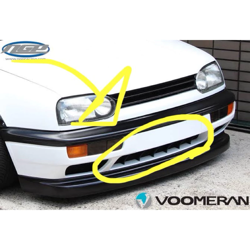 Aplicação dos acabamentos barbatana na frente do Golf Mk3 Mexicano